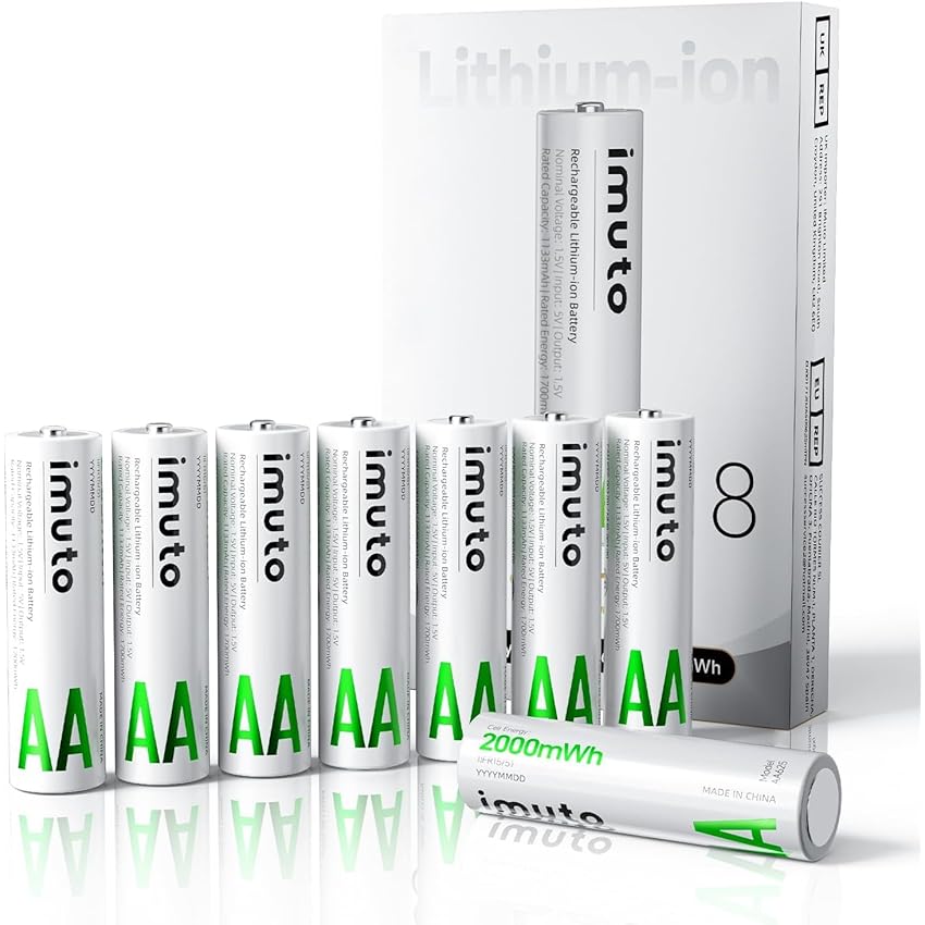 imuto 8 batterie AA ricaricabili al litio 1 imuto 8 batterie AA ricaricabili al litio 1