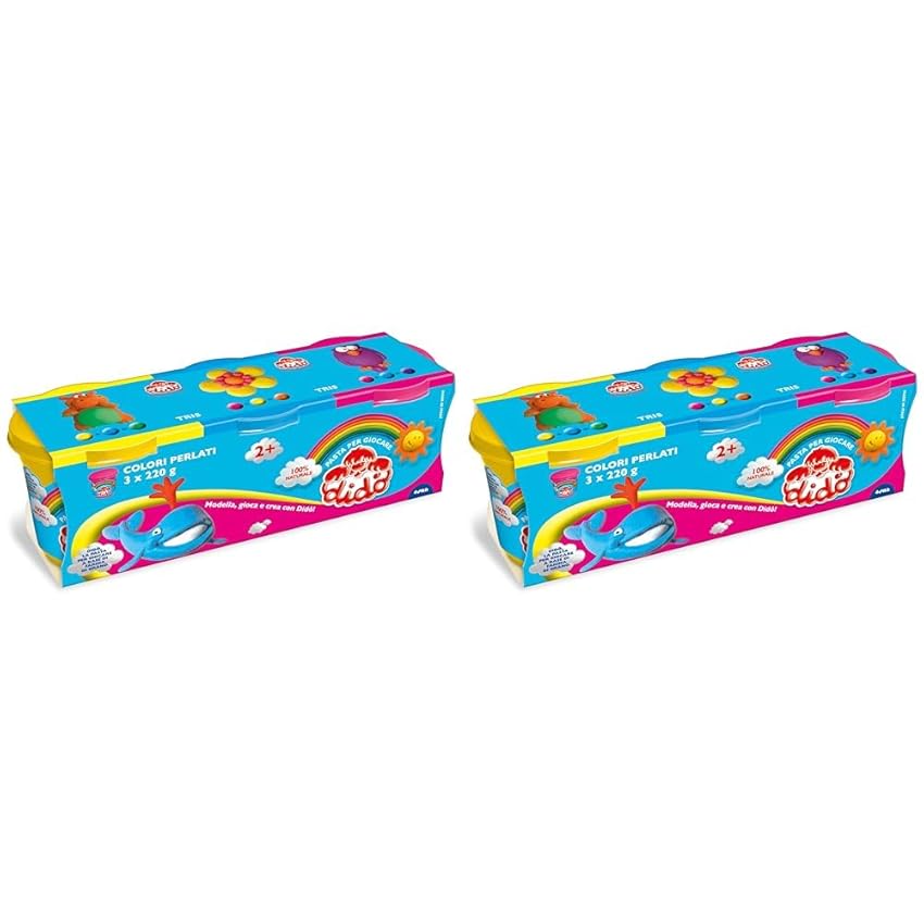 Dido' TRIS barattoli di pasta per giocare 220g nei colori perlati (Confezione da 2) Dido' TRIS barattoli di pasta per giocare 220g nei colori perlati (Confezione da 2)