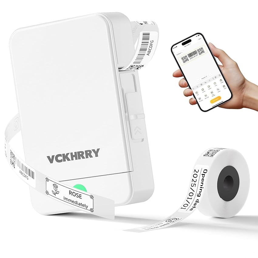 VCKHRRY Etichettatrice Termica Bluetooth Portatile Stampante per Etichette Adesive Senza Inchiostro VCKHRRY Etichettatrice Termica Bluetooth Portatile Stampante per Etichette Adesive Senza Inchiostro