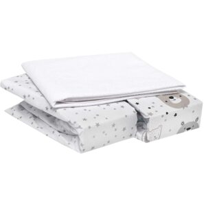 FlyIdeas Set 2 Lenzuola Navicella Neonato 75x35 cm + 1 Coprimaterasso Carrozzina Impermeabile