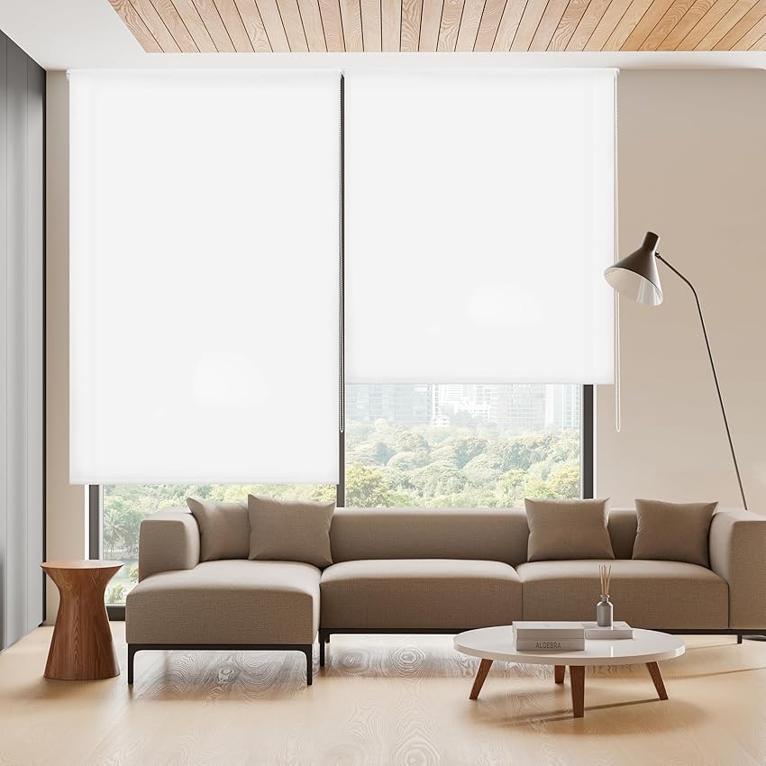 Blindecor Ara | Tenda a rullo traslucida tinta unita - Bianco sporco