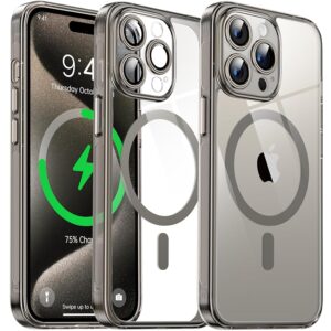 Flyzoo Cover Magnetica Trasparente per iPhone 15 Pro - [con Pellicola di Protezione