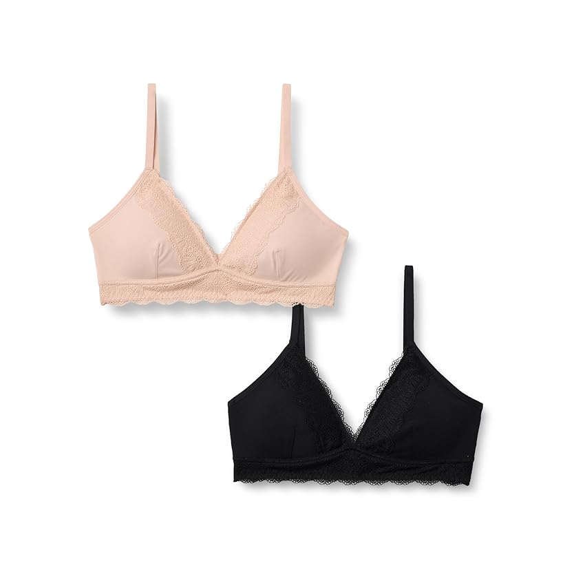Amazon Essentials Bralette con Scollo a V Foderata in Microfibra Effetto Pesca con