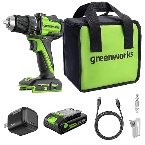 Greenworks 24V Trapano Avvitatore a Batteria 45Nm Brushless Trapano Avvitatore Batteria