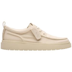 Clarks Polden Moc Mens off White Canvas