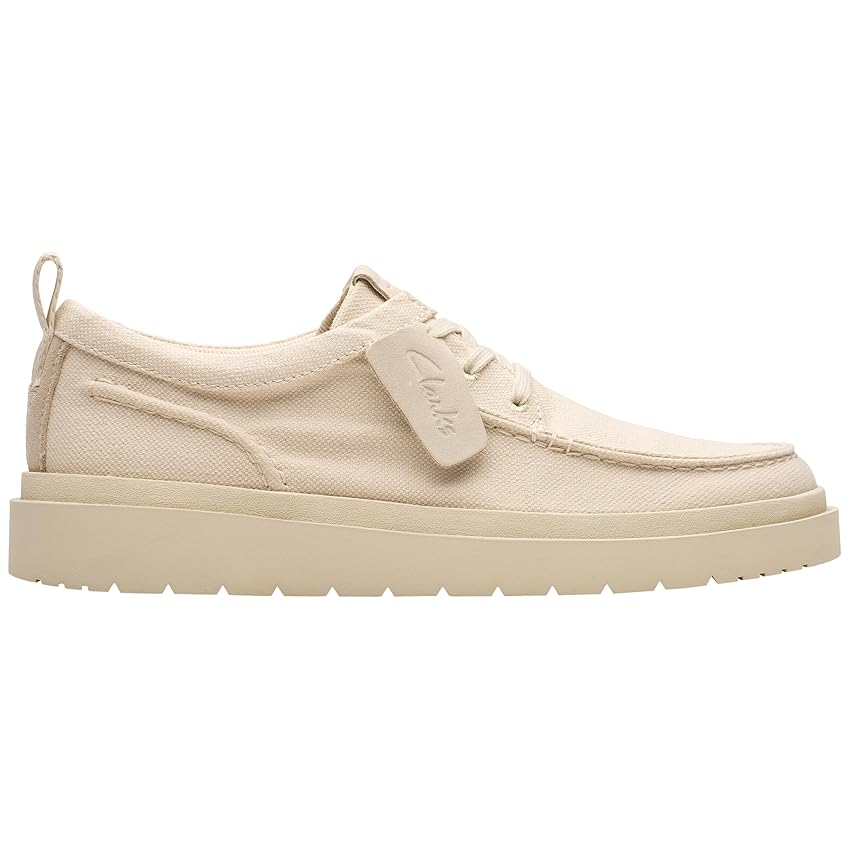 Clarks Polden Moc Mens off White Canvas