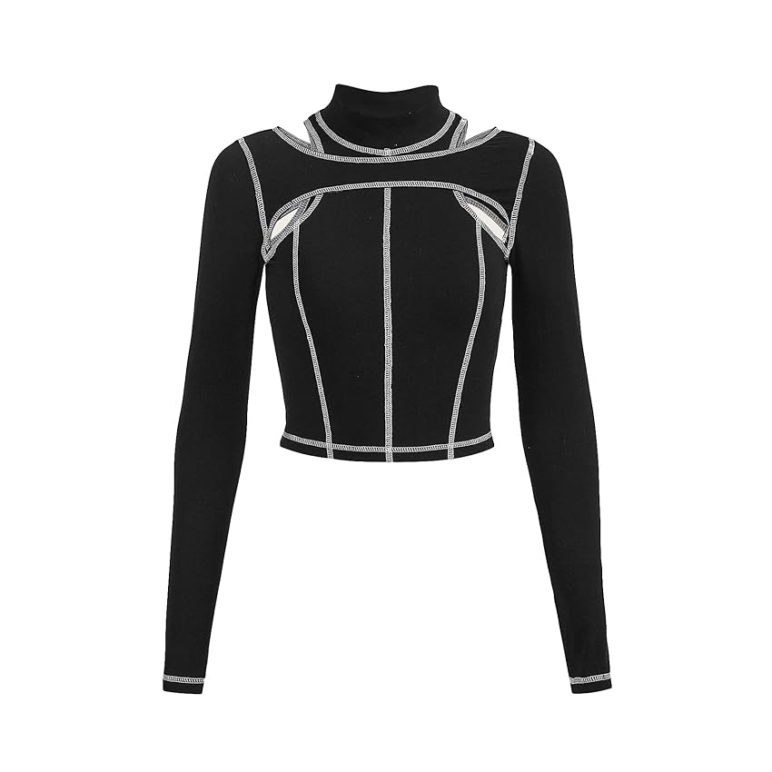 Top corto da donna con scollo a lupetto ritagliato