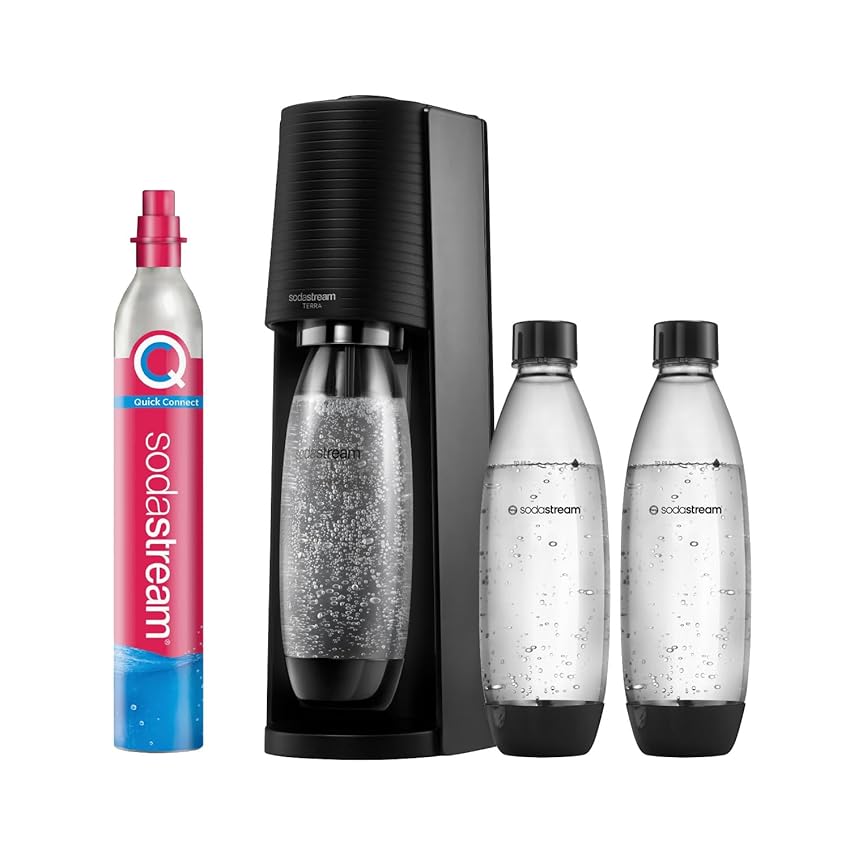 SodaStream Gasatore d’acqua Terra Nero include cilindro di Co2 per realizzare fino SodaStream Gasatore d’acqua Terra Nero include cilindro di Co2 per realizzare fino