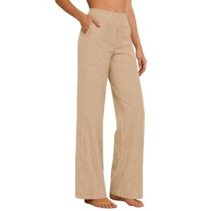 RUIRUILICO Pantaloni Donna Estivi Casual Cotone e Lino Pantaloni Leggeri Vita Alta