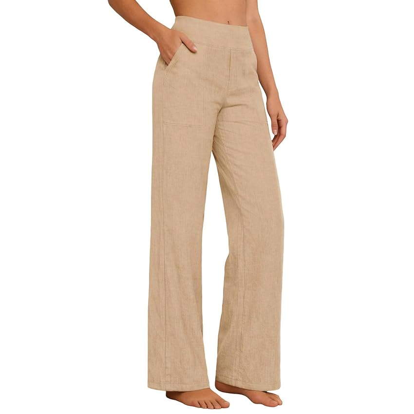 RUIRUILICO Pantaloni Donna Estivi Casual Cotone e Lino Pantaloni Leggeri Vita Alta RUIRUILICO Pantaloni Donna Estivi Casual Cotone e Lino Pantaloni Leggeri Vita Alta