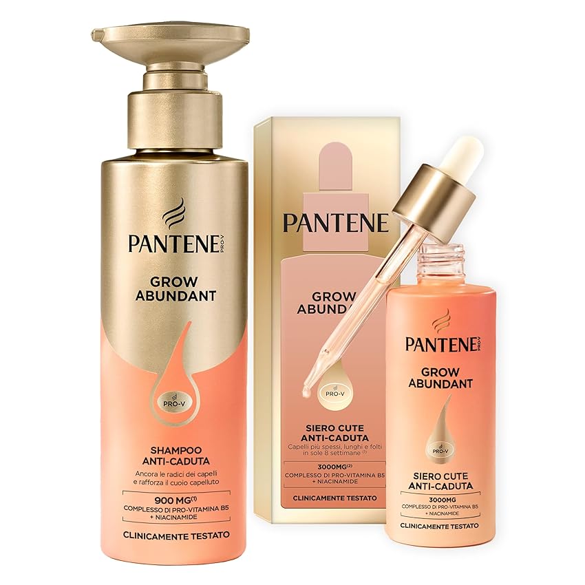 Pantene Set Shampoo + Siero Anti-Caduta Grow Abundant 60ml Riduce La Caduta Di Capelli