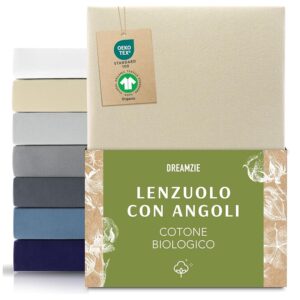 Dreamzie Lenzuola Matrimoniali Organico Cotone 70x160 cm - Coprimaterasso Matrimoniale