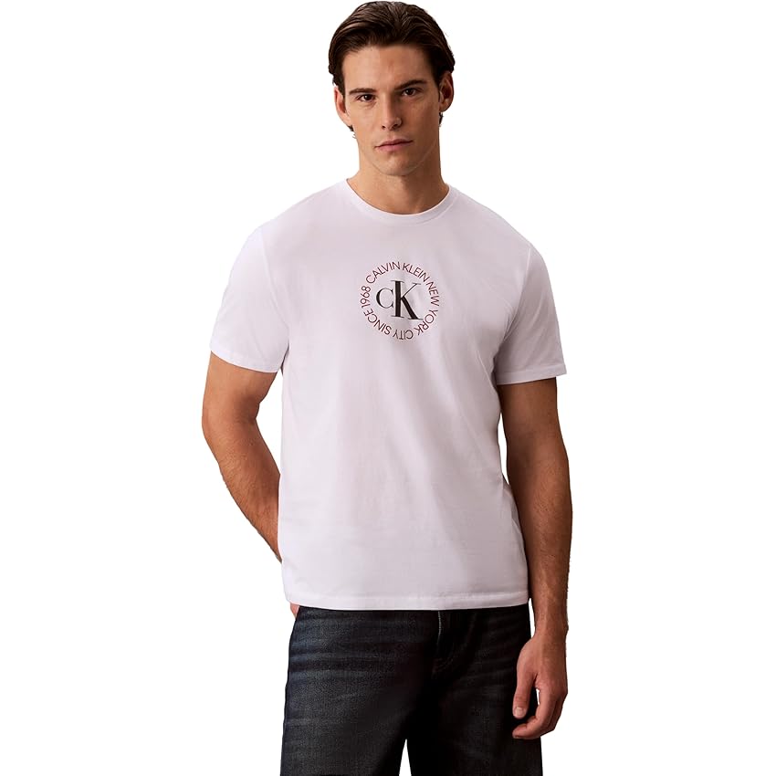 Calvin Klein SS 30s WHSL CK Word Circle Graph LV14RE816G Maglietta Grafica da Uomo