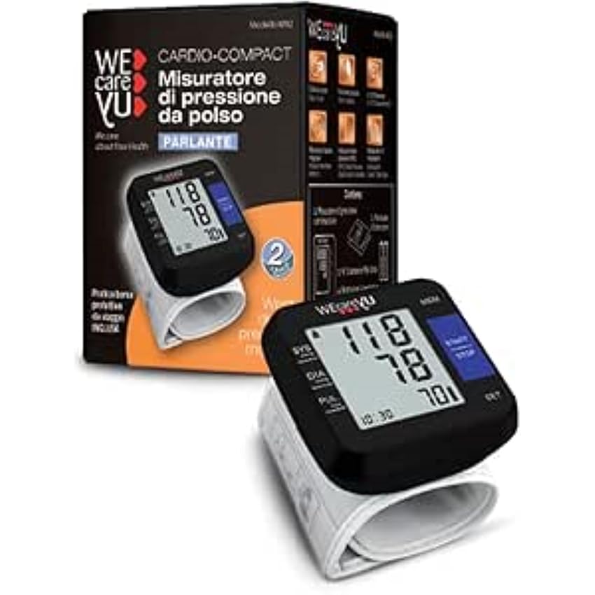 WECAREYU Misuratore Pressione Cardio-COMPACT con Lettura Vocale e Memorizzazione