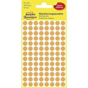 Avery Zweckform 3178 etichetta autoadesiva Arancione Rotondo Permanente 416 pezzo(i)