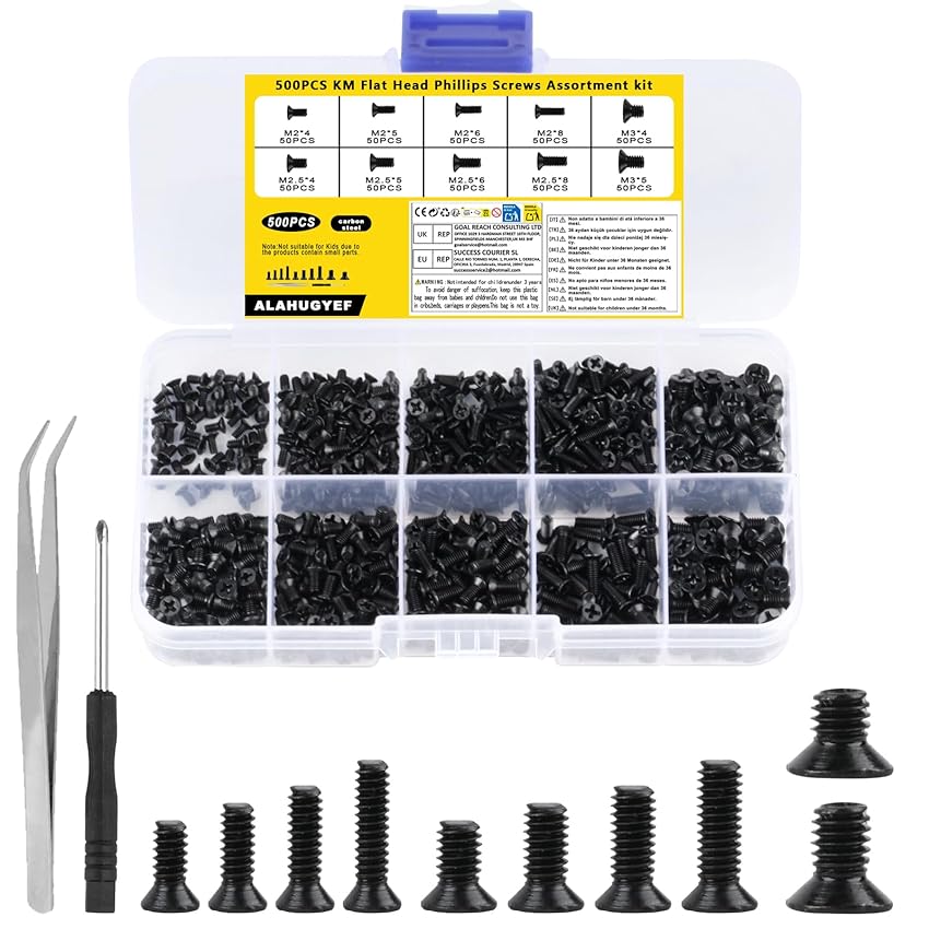 500 Pezzi M2 M2.5 M3 Viti a Macchina a Testa Svasata