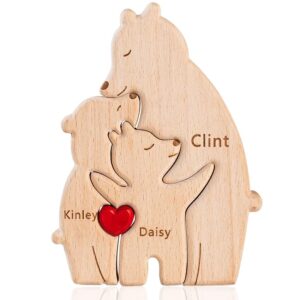 Easycosy Festa della Mamma Puzzle Famiglia Legno Personalizzato Orso