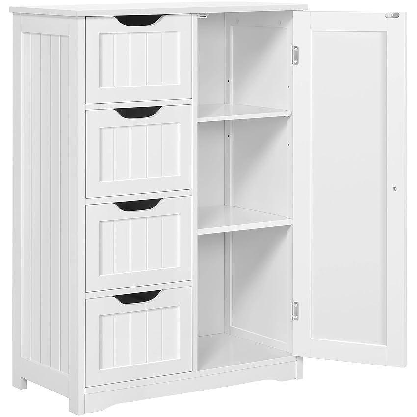 Yaheetech Cassettiera Camera da Letto con 4 Cassetti Armadietto da bagno sottile da