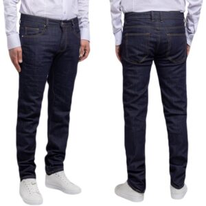 Jeans Uomo 5 Tasche Cotone Blu Scuro Pantaloni Casual Sportivi Slim Fit VEQUE