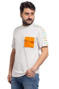 T-shirt Uomo Kappa Bande Laterali Shirt Mezza Manica Taschino Maglietta Sportiva