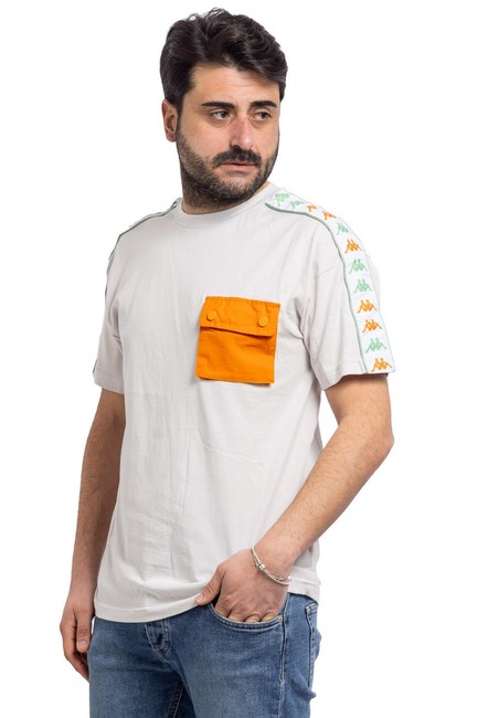 T-shirt Uomo Kappa Bande Laterali Shirt Mezza Manica Taschino Maglietta Sportiva