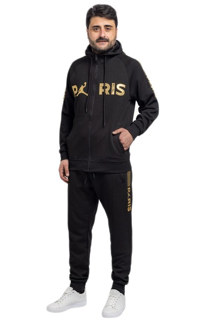 Coordinato Tuta Uomo Completo Felpa Cappuccio Pantalone Cotone Leggero VEQUE