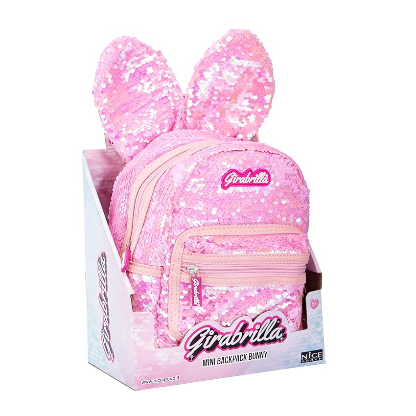 Girabrilla Bunny Backpack Pink - Zainetto Coniglio Rosa con Paillettes