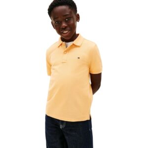Tommy Hilfiger Polo da Bambino Flag Polo SS KB0KB09103 Arancione (Bacio Sole Sbiadito)