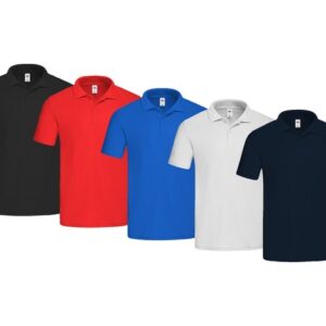 polo uomo FRUIT OF THE LOOM 100% cotone manica corta bottoni CLASSICA 5 colori