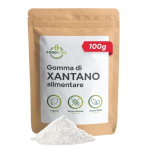 Food Bites Gomma di Xantano in Polvere 100g - Addensante Alimentare Senza Glutine e Vegano