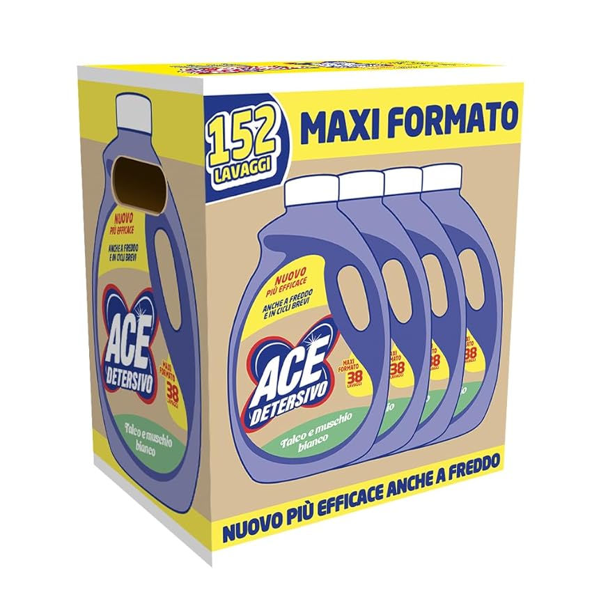 ACE Detersivo Igienizzante Talco & Muschio Bianco – Detersivo Liquido Lavatrice con