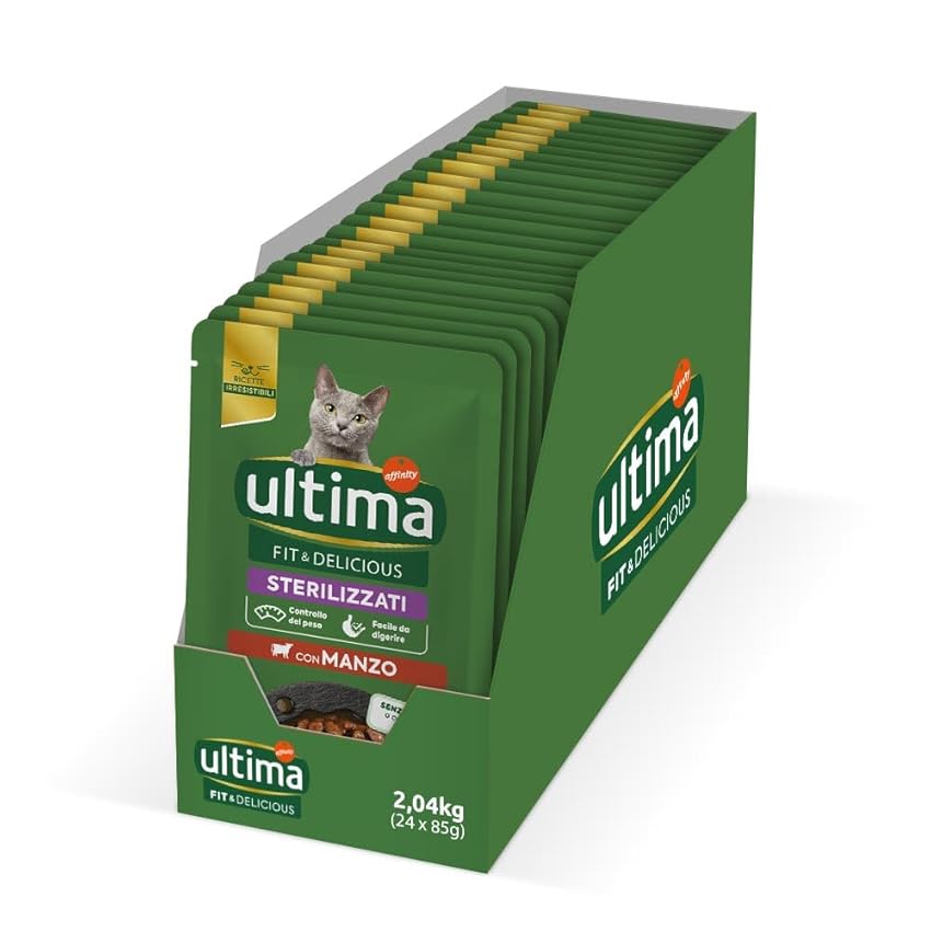 Ultima Cibo Umido per Gatti Fit & Delicious con Manzo: 24 Buste da 85g