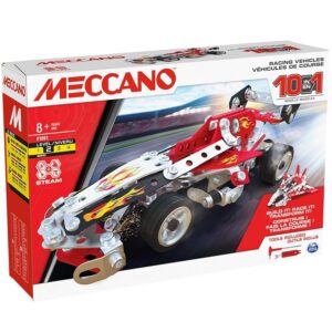 BANDAI - Meccano Veicoli da corsa 10 in 1 - Kit di Costruzione 10 Modelli