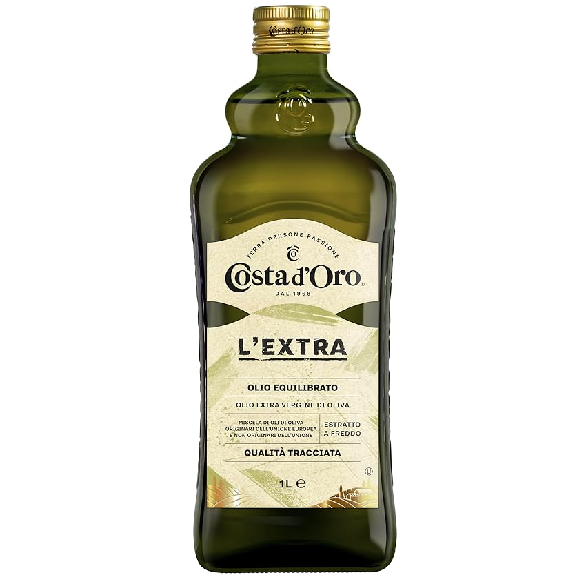Costa d'Oro d’Oro – L’Extra 1L. Olio Extravergine di oliva estratto a freddo. Sapore equilibrato