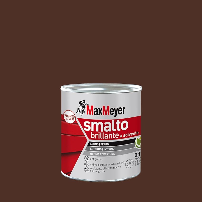 MAXMEYER Smalto a solvente per ferro e legno brillante MARRONE R8016 0