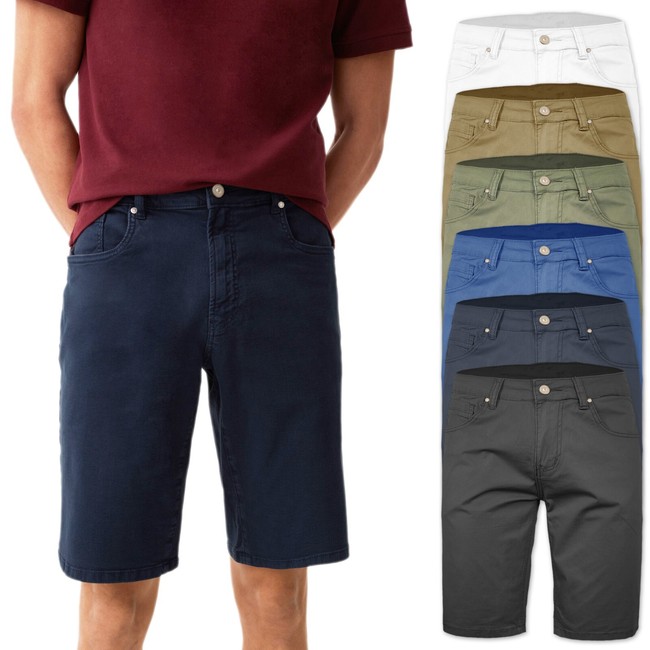 Bermuda Uomo Cotone 5 Tasche Pantaloncino Leggero Vari Colori Short Jeans VEQUE
