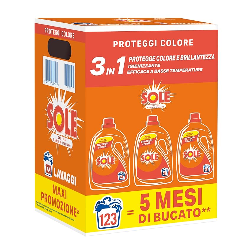 Sole Detersivo Lavatrice Proteggi Colore 123 Lavaggi Sole Detersivo Lavatrice Proteggi Colore 123 Lavaggi