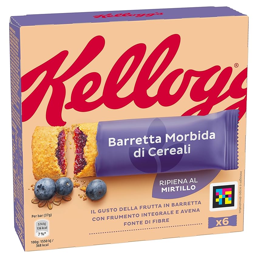 Kellogg's Barretta Morbida | Snack di Cereali al Gusto Mirtillo | con Frumento Integrale