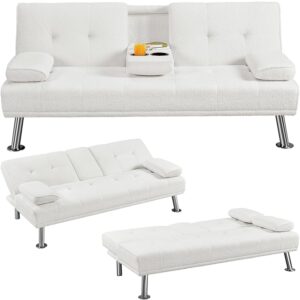 Yaheetech Divano Letto con 2 Braccioli Staccabili Divano Trasformabile Mobile Imbottito