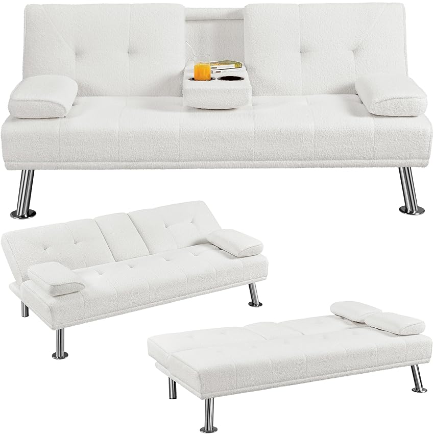 Yaheetech Divano Letto con 2 Braccioli Staccabili Divano Trasformabile Mobile Imbottito