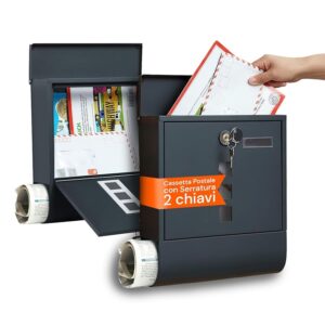 Avilia Cassetta Postale da Esterno in Acciaio Inox Impermeabile con Serratura e 2
