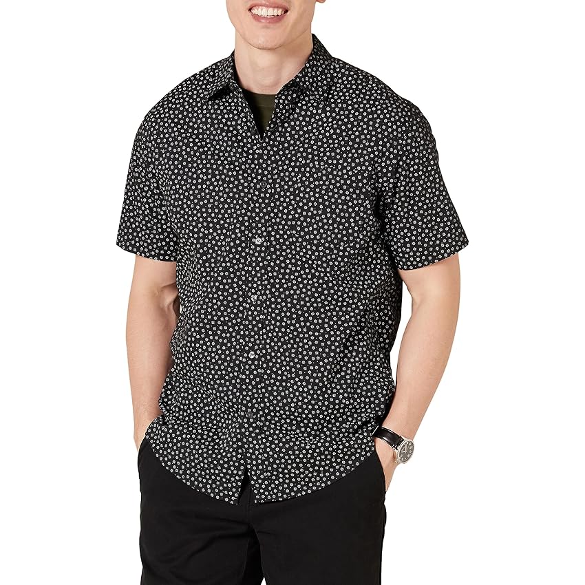 Amazon Essentials Camicia con Stampa a Maniche Corte vestibilità Regolare Uomo