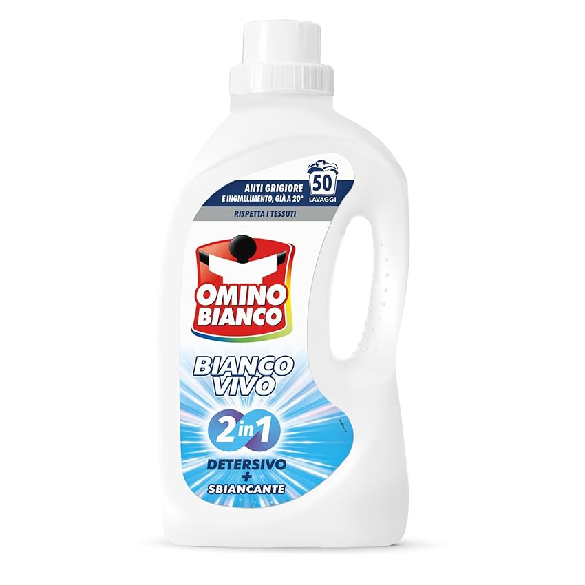 Omino Bianco - Detersivo Lavatrice Liquido Bianco Vivo 2in1 con Sbiancante