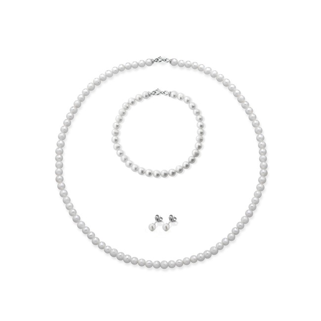 Parure Perle Hiriwa Collana Bracciale Orecchini Argento MADE IN ITALY P30101