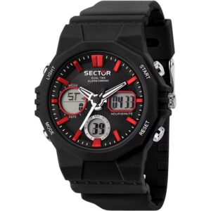 Orologio Uomo SECTOR EX-40 R3251238001 Silicone Nero Chrono Alarm Dual Time