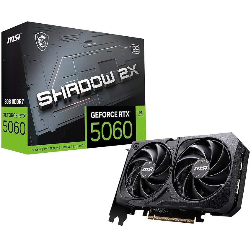 msi NVIDIA GeForce RTX 5060 8G Shadow 2X OC Carte Graphique Gaming GDDR7 128 Bits