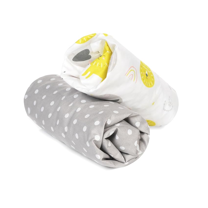 FlyIdeas Set 2 Lenzuola Lettino Neonato 60x120 cm – 100% Cotone Morbido e Traspirante