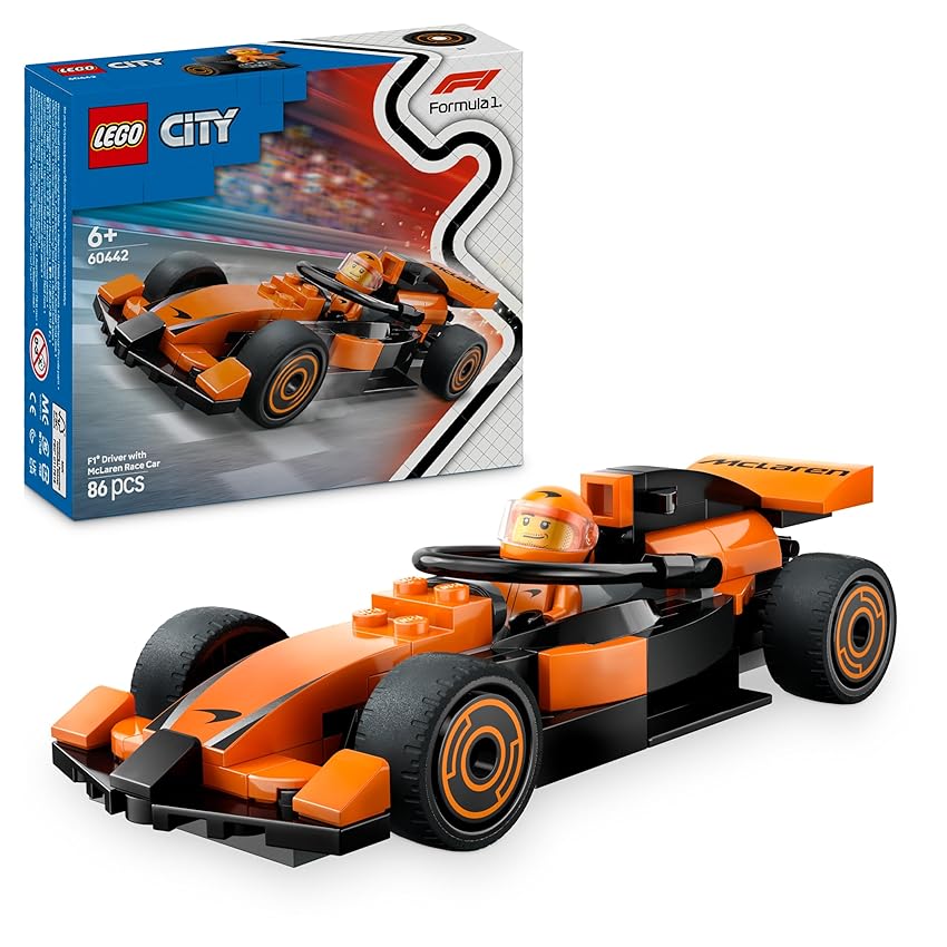 LEGO City Pilota e Monoposto McLaren F1 - Modello di Macchina Giocattolo da Formula 1 con Minifigure LEGO City Pilota e Monoposto McLaren F1 - Modello di Macchina Giocattolo da Formula 1 con Minifigure