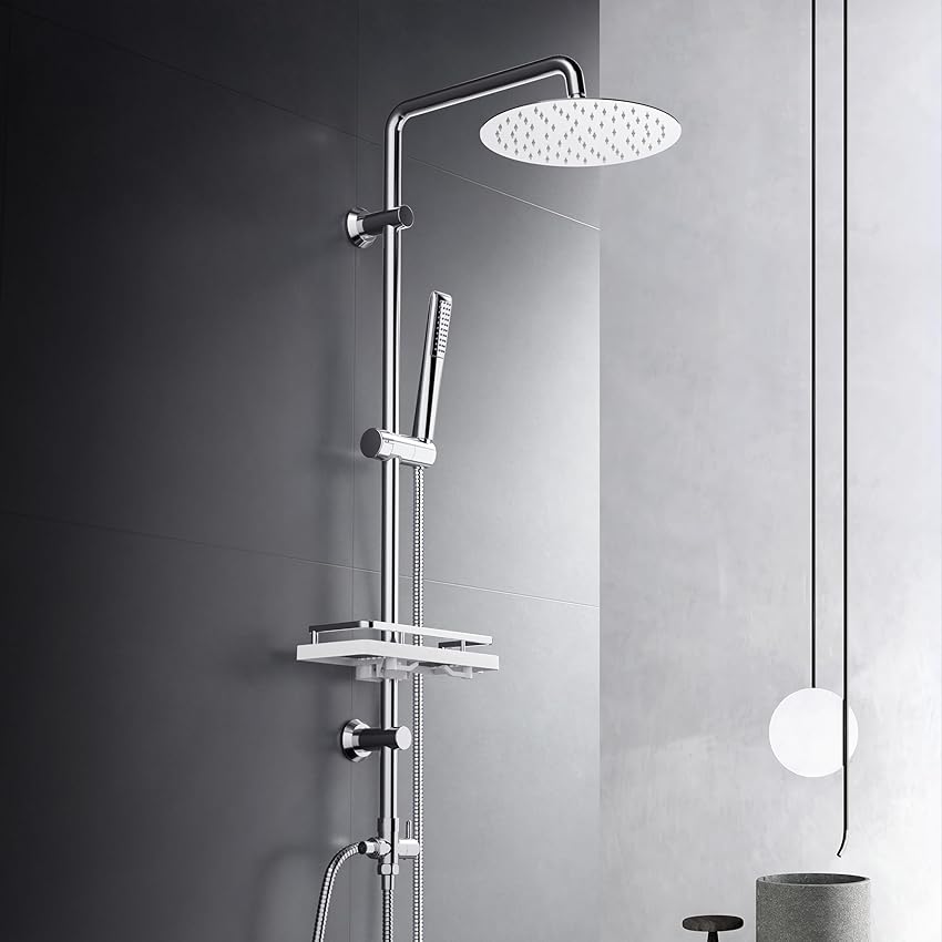 Görbach Colonna Doccia Acciaio Inox Senza Miscelatore Fori Muro Regolabili Colonna