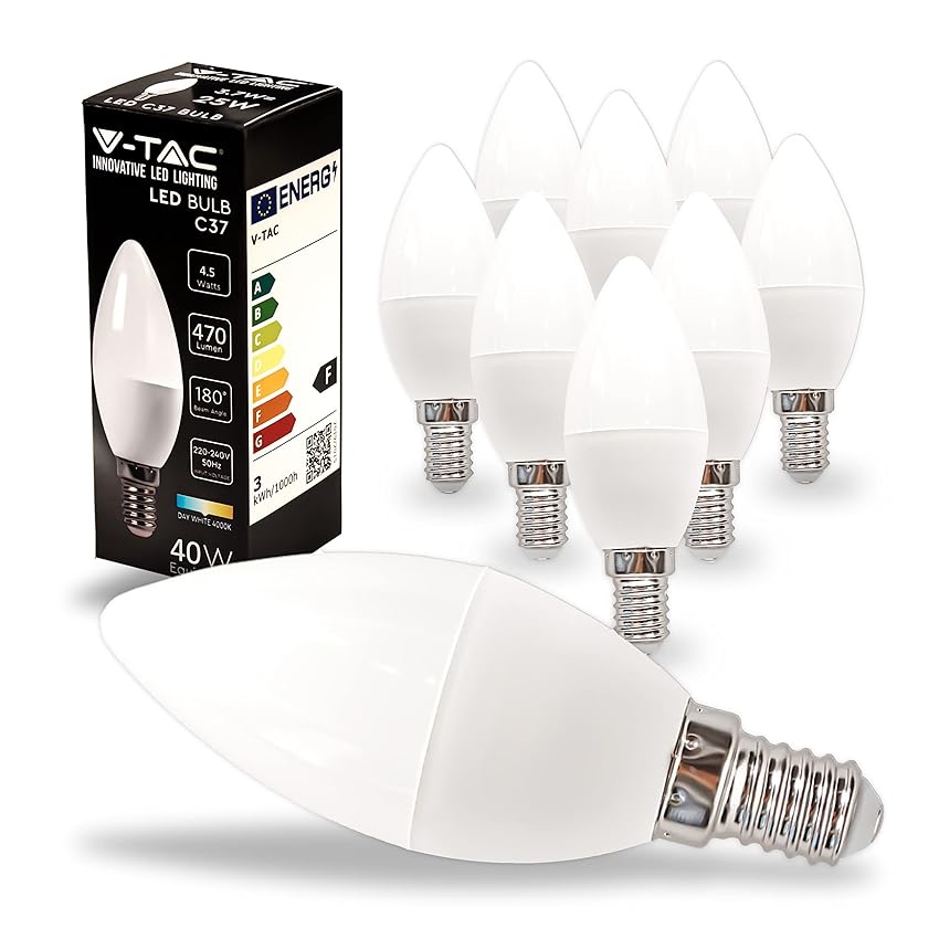 V-TAC 10x Lampadine LED Candela con Attacco E14 - 4